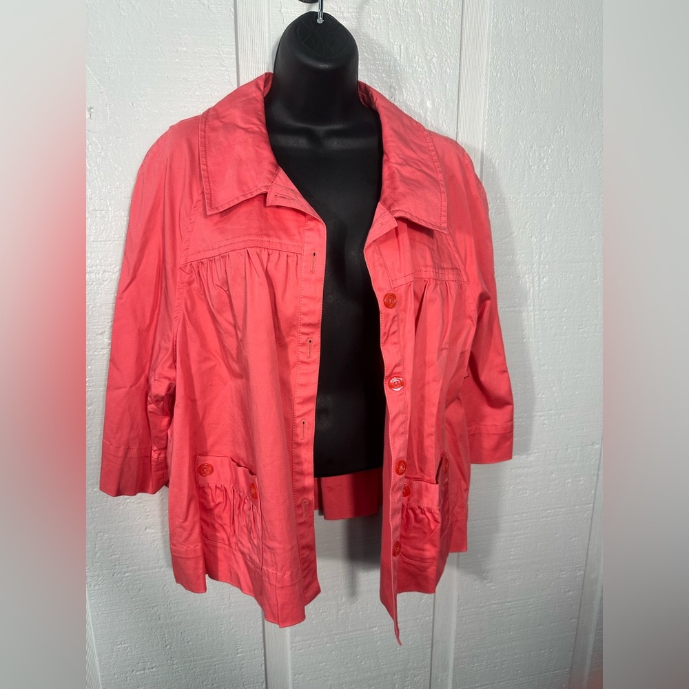 Sandro Peach Long Sleeve Big Button Blazer Size 2X EUC